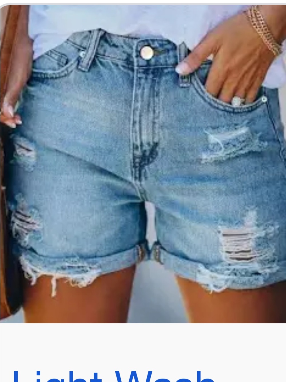 American Eagle Outfitters Light Blue Distressed Denim Shorts